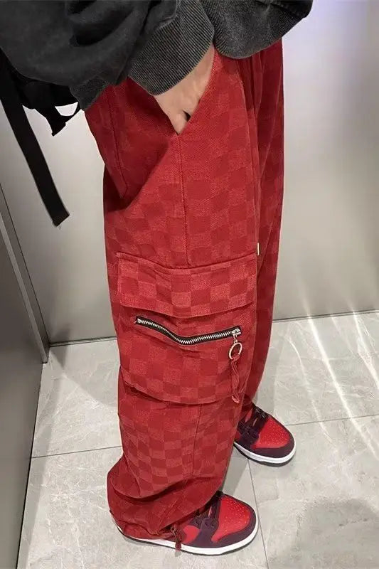 korean street ins overalls men women high street retro personality straight japanese style versatile loose y2k wide leg pants unique default style 3195