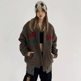 autumn and winter kanye high street yzy heavy industry animal embroidery woolen cloth clip cotton mens womens large jacket na - variant style 18ce9a for streetwear fashion