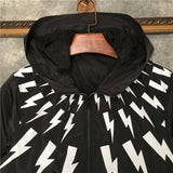 New 2022 Warm Winter Luxury Men thunderbolt Neil Zipper Casual Mess Inside Windbreaker With Hoody Trench Jackets Coat #A457