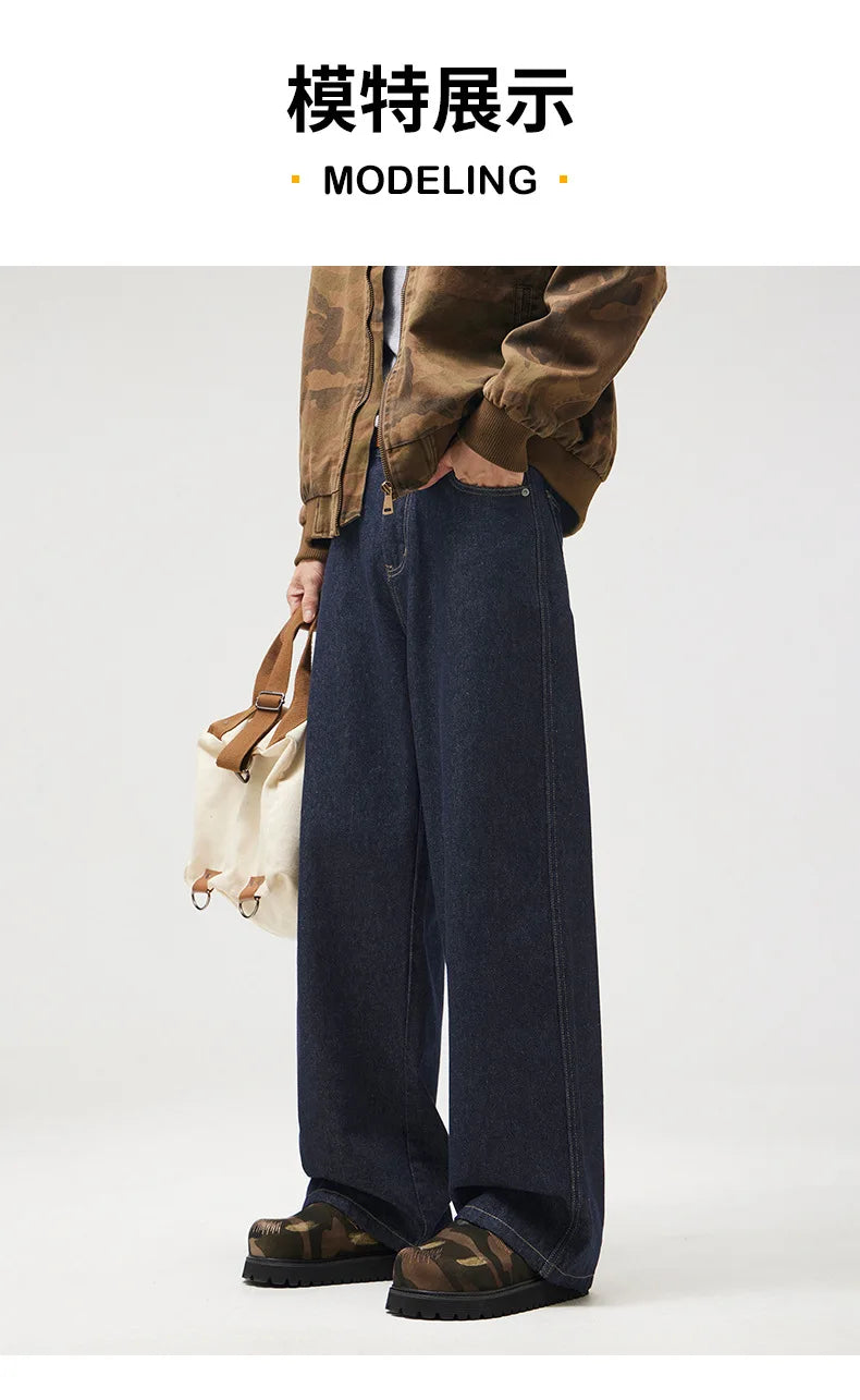 classic primary color jeans mens loose casual straight cleanfit fashion denim jeans pants man streetwear jeans trousers unique jeans style 1962
