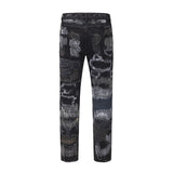 high street hole distressed ripped straight baggy jeans for men washed patchwork casual cargo pants oversized denim trousers unique cargo style 2871