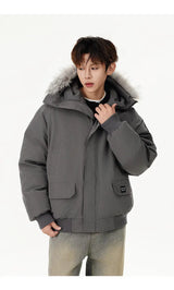 grunge winter jacket, layered citywear - trendy urban streetwear fashion for men and women