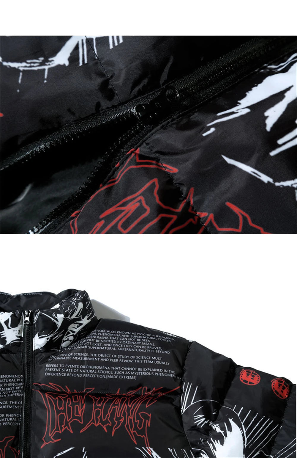 2023 Hip Hop Jacket Parka Men Anime Cartoon Graphic Padded Jacket Coat Warm Winter Streetwear Harajuku Puffer Jackets