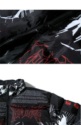 2023 Hip Hop Jacket Parka Men Anime Cartoon Graphic Padded Jacket Coat Warm Winter Streetwear Harajuku Puffer Jackets
