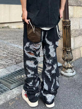 destroy ripped holes front letters embroidery denim jean pants men casual harajuku jean trouser hip hop streetwear pants joggers unique joggers style 3137