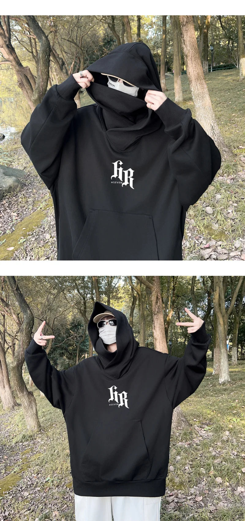 Autumn Ninja Neck Streetwear Hoodies Men Fleece Goth Letter Hip Hop Ho