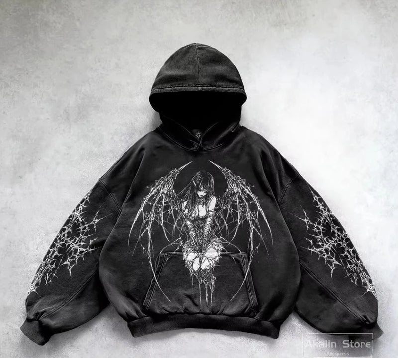 All Cotton Heavy Material Demon Girl Hoodies Women Oversized Hoodie Sw