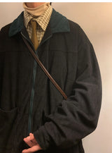 American Retro 2024 Mens Bomber Jacket Windbreaker Casual Handsome Zip