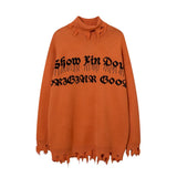 half high collar goth women men sweaters oversized long sleeve knitted pullovers y2k men ripped sweater harajuku streetwear tops - bold artwork streetwear hoodie, soft fleece-lined outerwear, urban fashion pullover