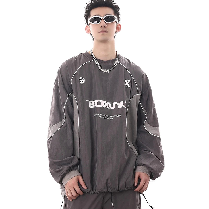 American Men Women Sweatshirt Drawstring Spring High Street Functional