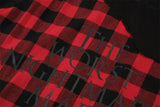 Undermycar 2023 New Worn Out Heavy Work Durable Splice Extra Large Loose Plaid Shirt with Black and Red Plaid