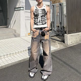 Mens Casual Street Tie Dye Tight Sports Bodybuilding Vest 2024 New Genderless Fashion Sexy Youth Printed Tank Top Unisex