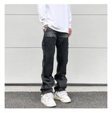 patchwork design denim flare jeans pants men casual zipper straight biker trousers jeans fashion streetwear hip hop jean joggers unique joggers style 2600