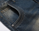 mens retro washed denim jeans loose straight pants 2023 new fashion streetwear trousers hip hop casual zipper jean pants joggers unique joggers style 2495