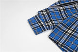 24SS New THUG CLUB Trendy Sword Print High-Street Cotton Vintage Plaid Shirt