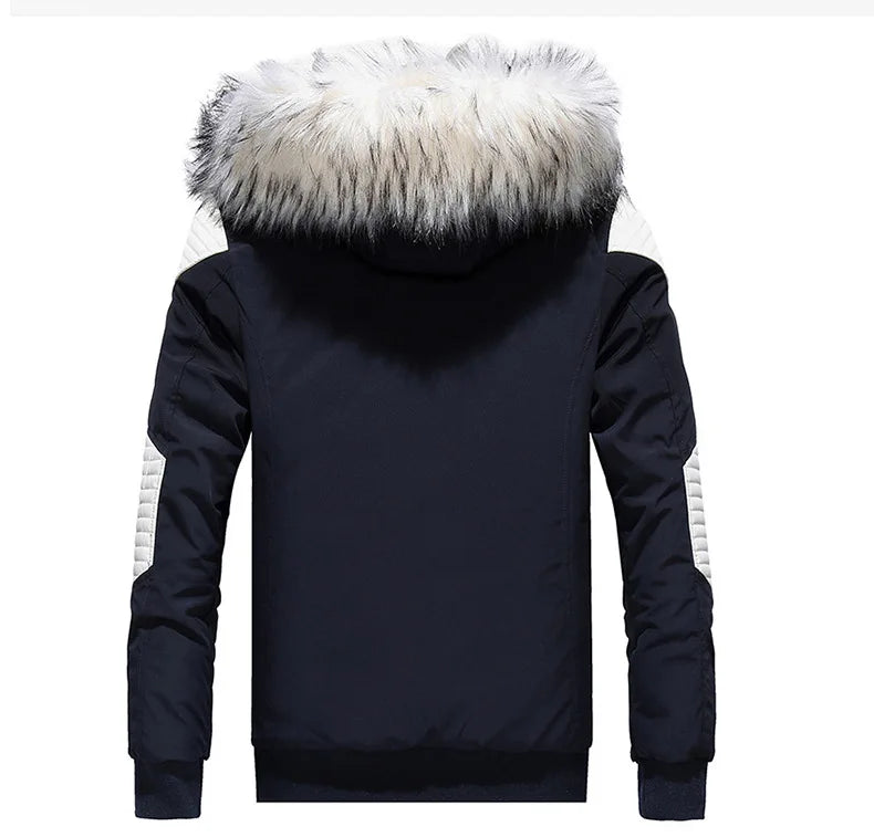 2024 Winter Warm Gradient Parkas Men Women Streetwear Thick Jackets Coat Fashion Harajuku Hoody Fur Collar Coats