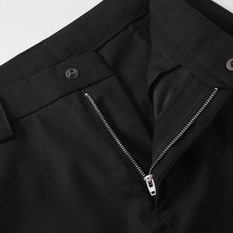 extended length edition wrinkle fashion men streetwear fashion hip hop vibe loose casual straight black suit pant trousers unique default style 1916