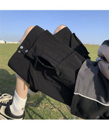 summer casual purple cargo shorts men high street drawstring pocket baggy short sweatpants y2k hip hop bermudas homme shorts unique joggers style 181