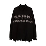 half high collar goth women men sweaters oversized long sleeve knitted pullovers y2k men ripped sweater harajuku streetwear tops - bold artwork streetwear hoodie, gothic aesthetic hoodie for winter, high quality cotton hoodie