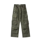 high street y2k men set casual loose lapel jacket hip hop multi pocket overalls 2 piece spring autumn fashion couple suit trend unique default style 4605