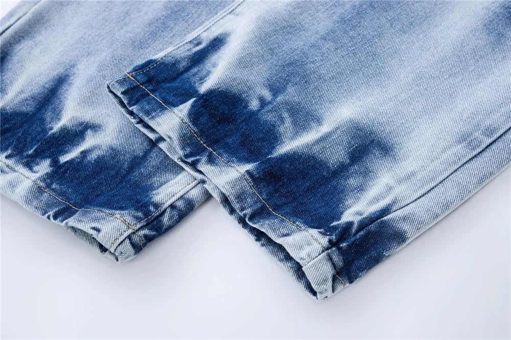 2024 Streetwear Blue Jeans Letter Printing Vintage Retro Denim Trousers Harajuku Jogger Denim Jeans Hipster
