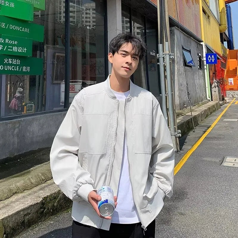 checkered varsity coat, layered streetwear look, trendy