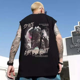 Glitchcore Melting smiley – Summer Anime Astronaut Graphic Print Sleeveless Tee Shirts F