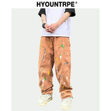 fashion graffiti printed denim jeans mens high street zipper straight jeans hip hop streetwear casual loose joggers jeans pants casual joggers