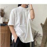 Trapwear Oversized shirt – Korean Summer Minimalist Retro Chinese Style Stand Collar Sp