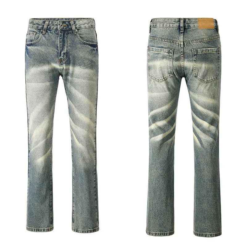 retro striped washed denim jeans flare pants unisex hip hop fashion streetwear harajuku loose straight y2k mens jeans joggers unique joggers style 4380