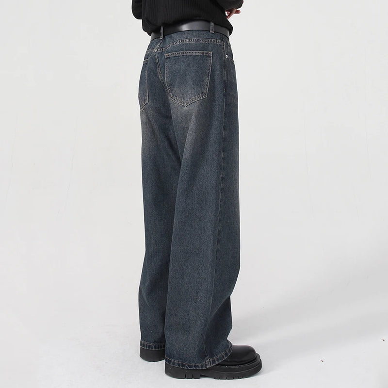 men baggy jeans korean fashion loose straight denim pants male blue casual jeans trousers urban skinny jeans