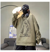 Autumn Korean Personality Street Boys Unisex Round Neck Sweatshirt Trendy American Couple Suede Long-sleeved Shirt Top
