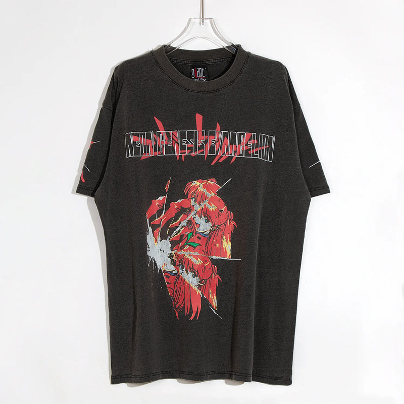 sadcore vintage t-shirt featuring 2024 new summer vintage retro anime printing high street cotton casual loose good quality heavy texture t shirt tops