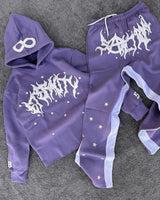 2024 y2k long sleeved foam printed pullover hoodie sweatshirt and pants two piece streetwear trendy wear dark vintage casual unique default style 2284