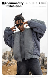 Double zippered hooded down jacket