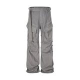 streetwear big pockets sashes pleated baggy jeans for men and women washed straight casual cargo pants oversize denim trousers 1 multi-pocket cargos
