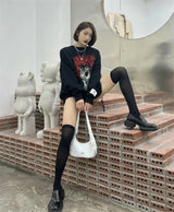 y2k knitted sweater, photo-ready sweater, cozy fashion fit, stylish street outfit, modern aesthetic appeal