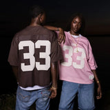 Cyberpunk Streetwear top – Trendy Oversize Pink 33 Graphic T Shirts Jersey College T Sh