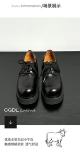 Men High Quality Genuine Leather Streetwear Fashion Casual Hip Hop Derby Shoes Cow Leather Rubber Foam Sole High Heels Shoes