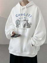 Cool Cartoon Cat Graphic Print Hoodies For Men Y2K Streetwear Clothes