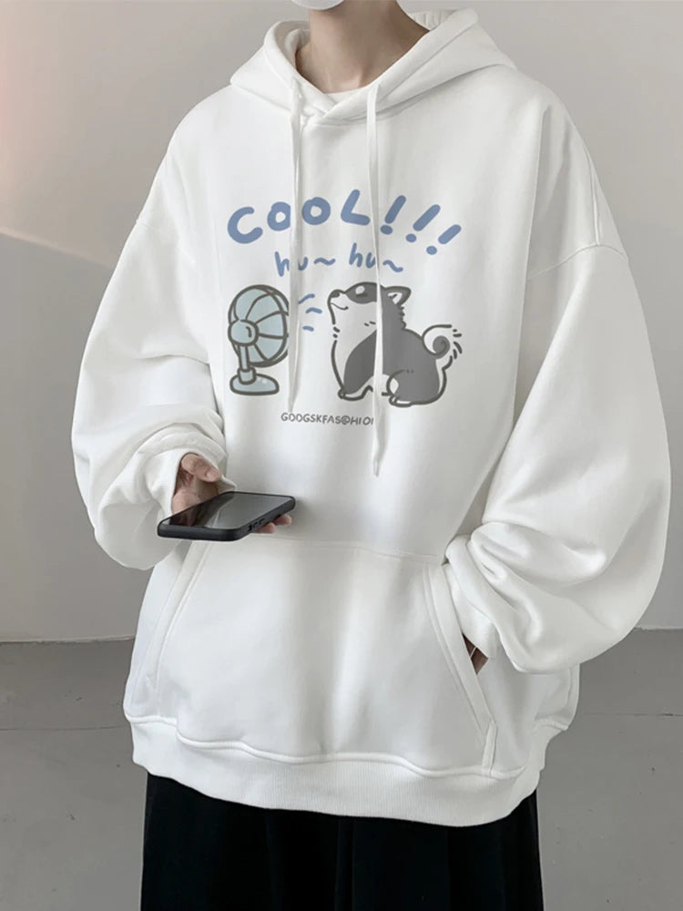 Cool Cartoon Cat Graphic Print Hoodies For Men Y2K Streetwear Clothes