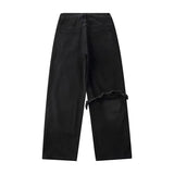 2023 autumn new light luxury fashion straight jeans men loose wide leg casual trousers boutique clothing simple style pants men unique jeans style 3938
