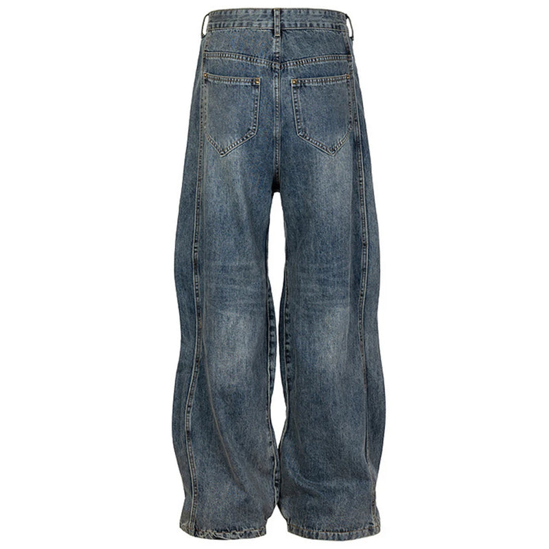 mens blue baggy jeans irregular patchwork streetwear hip hop loose jeans trousers male luxury designer denim pants unique jeans style 377