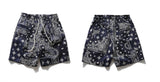 Mens Paisley Printed Shorts Hip Hop Loose Elastic Waist Sweat Shorts Casual Harajuku Drawstring Streetwear Sportswear Joggers