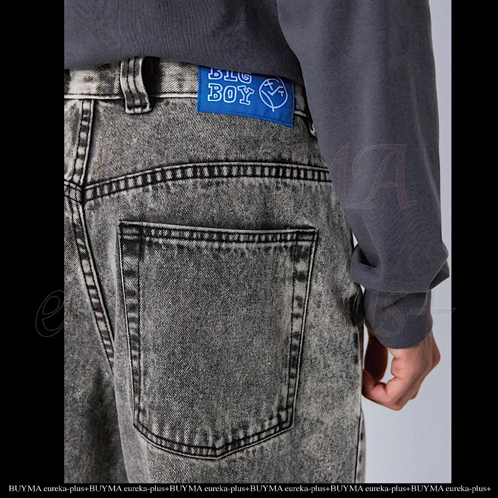 harajuku hip hop big boy jeans y2k skateboard pants gothic graphic embroidery retro high waist mens wide trousers baggy jeans stacked flare jeans