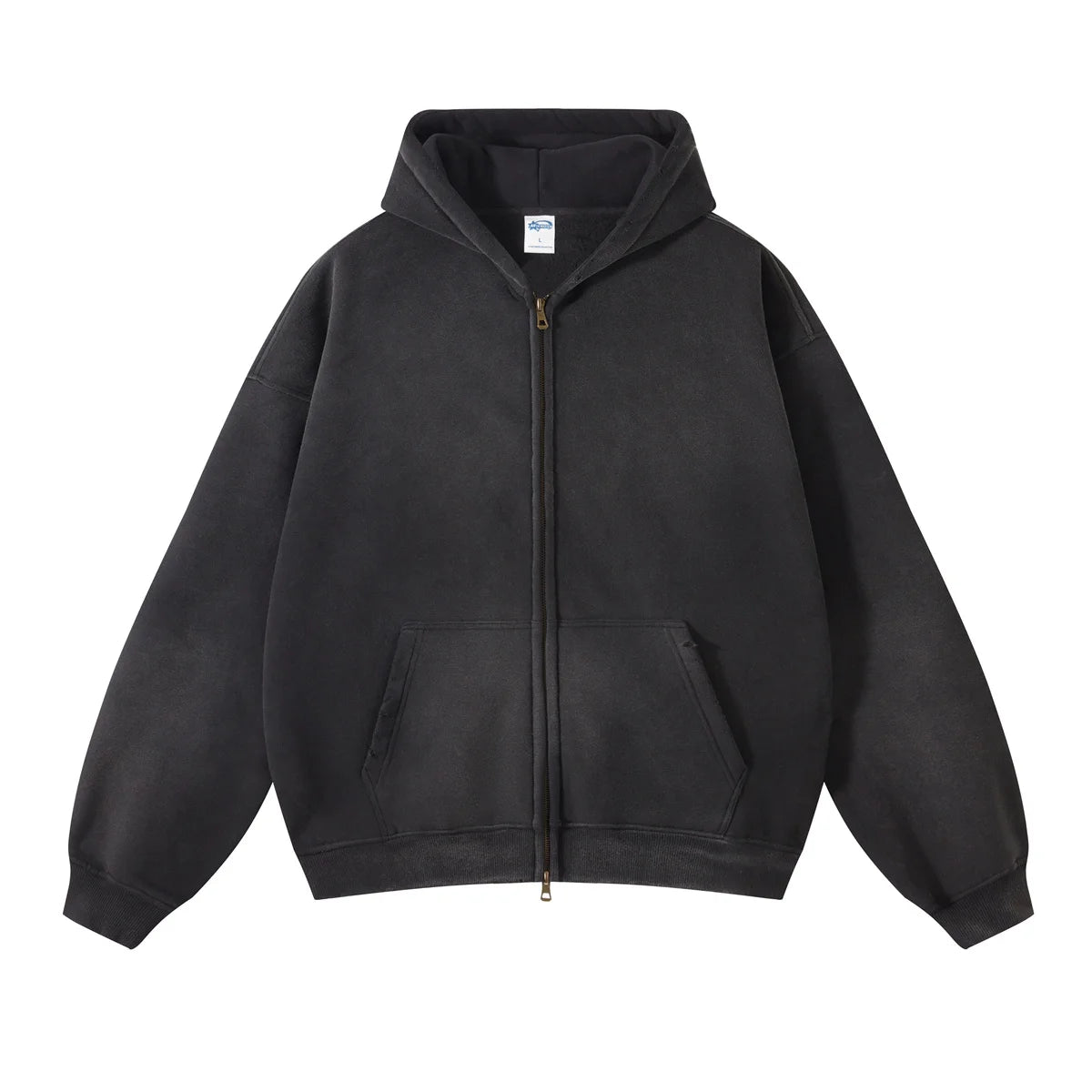 vaporwave vintage anime featuring mens oversize long sleeve washed double zipper cardigan hoodies loose plus plush gradient womens hooded pullovers winter