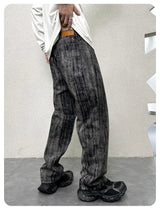 mens streetwear fashion hip hop vibe casual retro tie dyed denim pant jeans cityboy black gray straight jeans trousers unique jeans style 3052