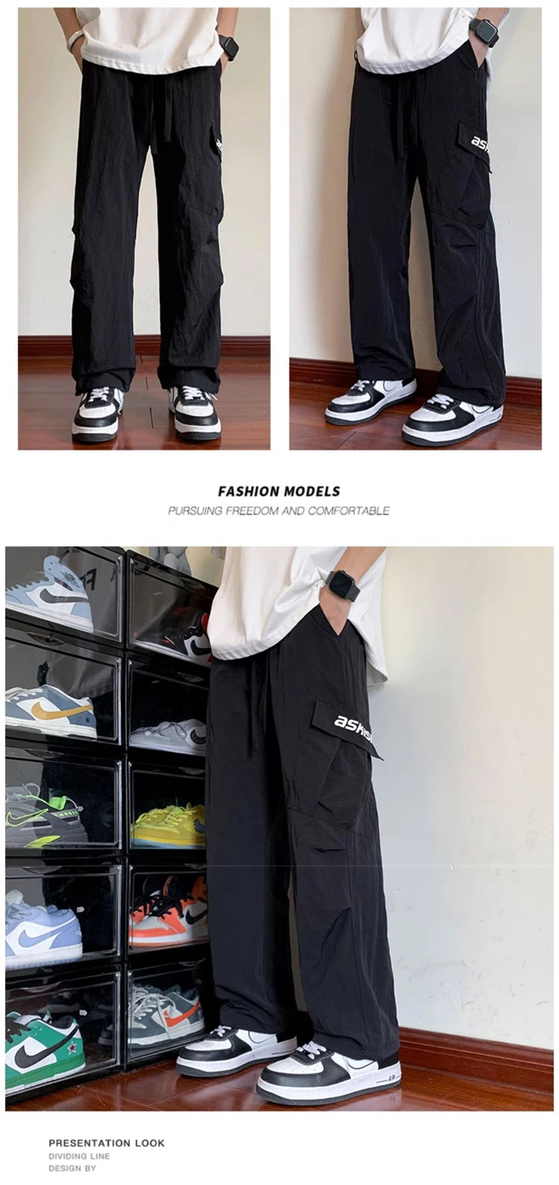 american retro straight leg cargo pants mens baggy casual outdoor gym trousers autumn thin tactical quick dry pantalones hombre unique cargo style 3434