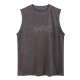 Glitchcore Broken heart – Vintage Mens Y2K Vest Letter Washed Tank Tops Summer High St