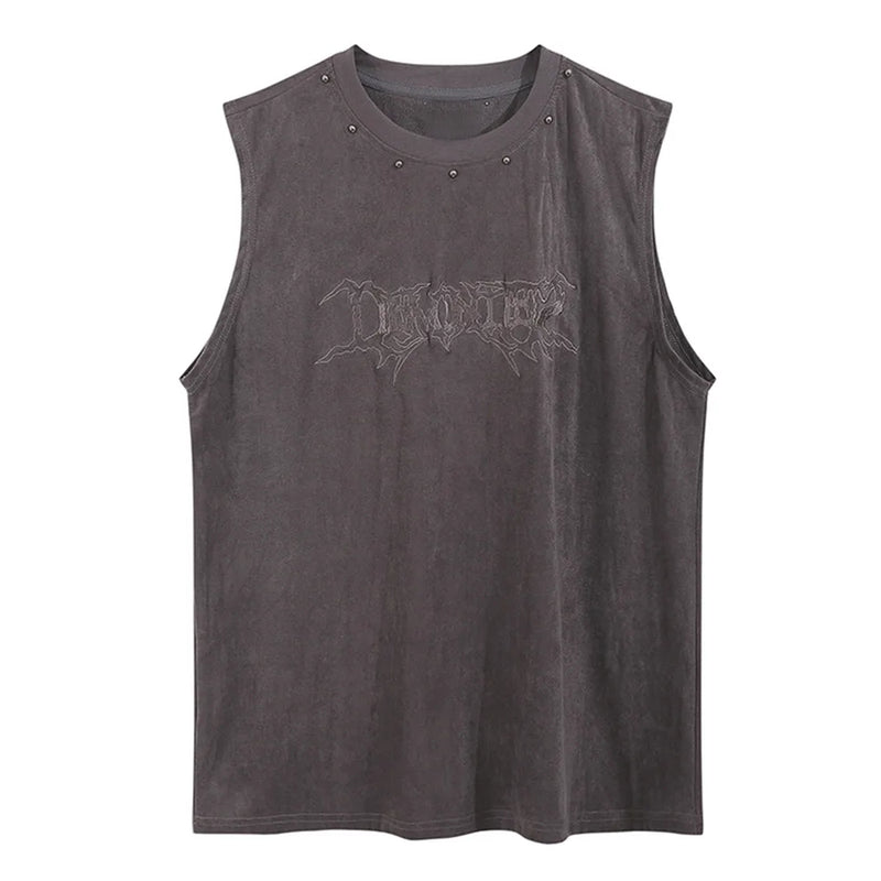 Glitchcore Broken heart – Vintage Mens Y2K Vest Letter Washed Tank Tops Summer High St